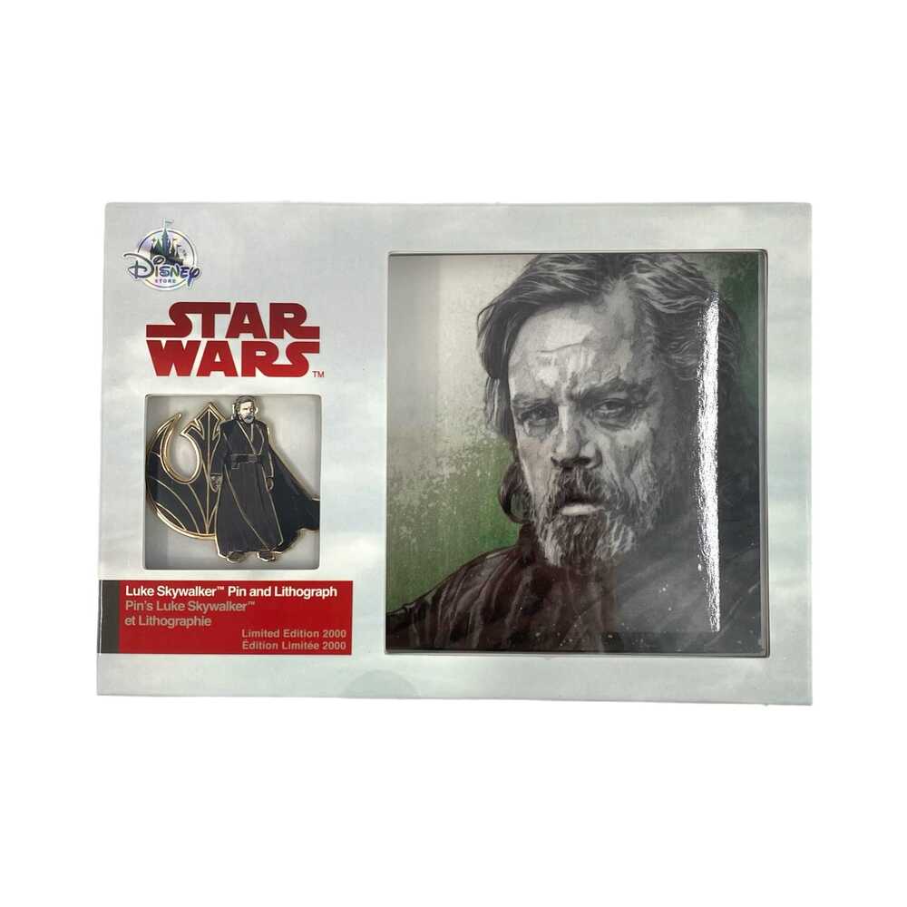 Disney Gray Star Wars 2017 Luke Skywalker Pin and Lithograph Set
